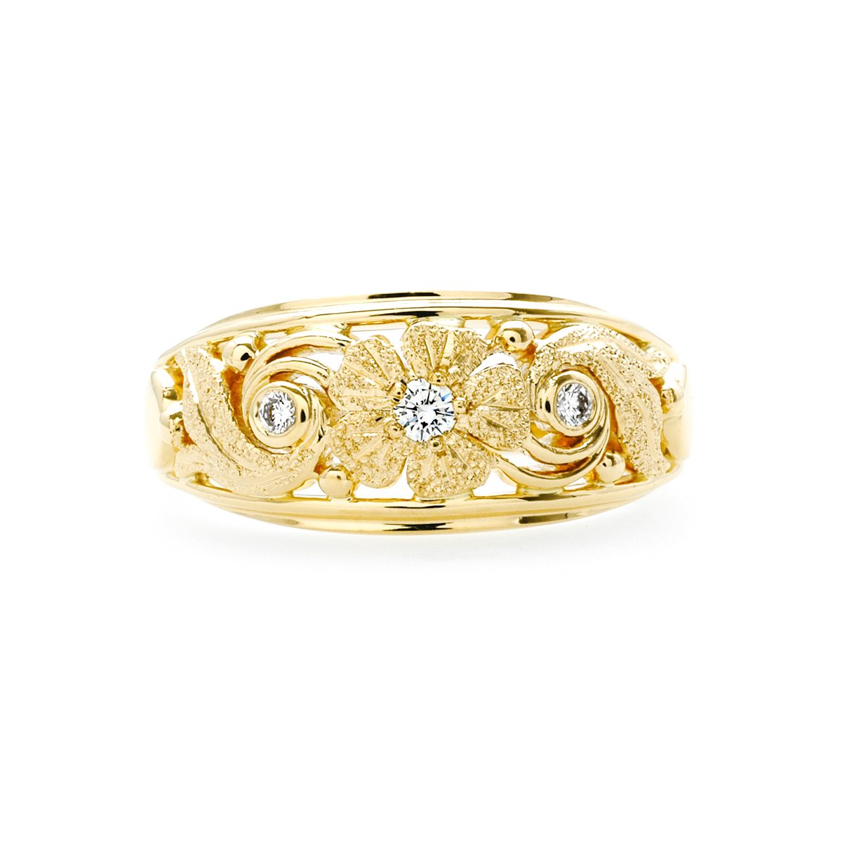 Gold Floral Diamond Band