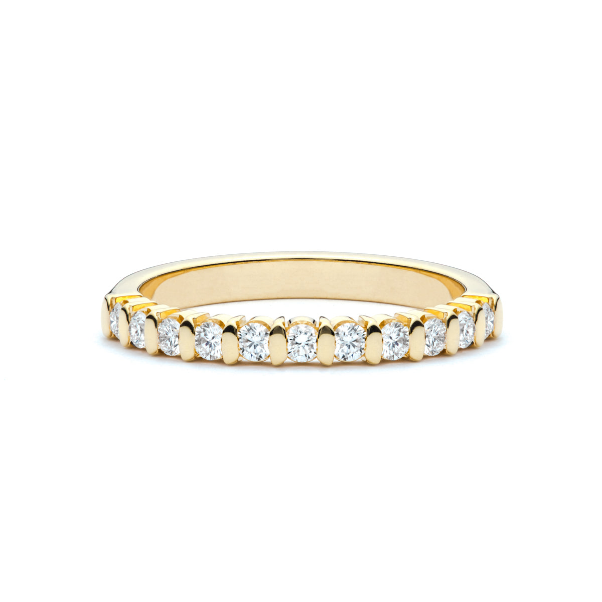 Yellow Gold Tab Set Diamond Band