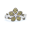 Green Diamond Flower Ring