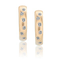 Yellow Gold Matte Finish Diamond Hoops