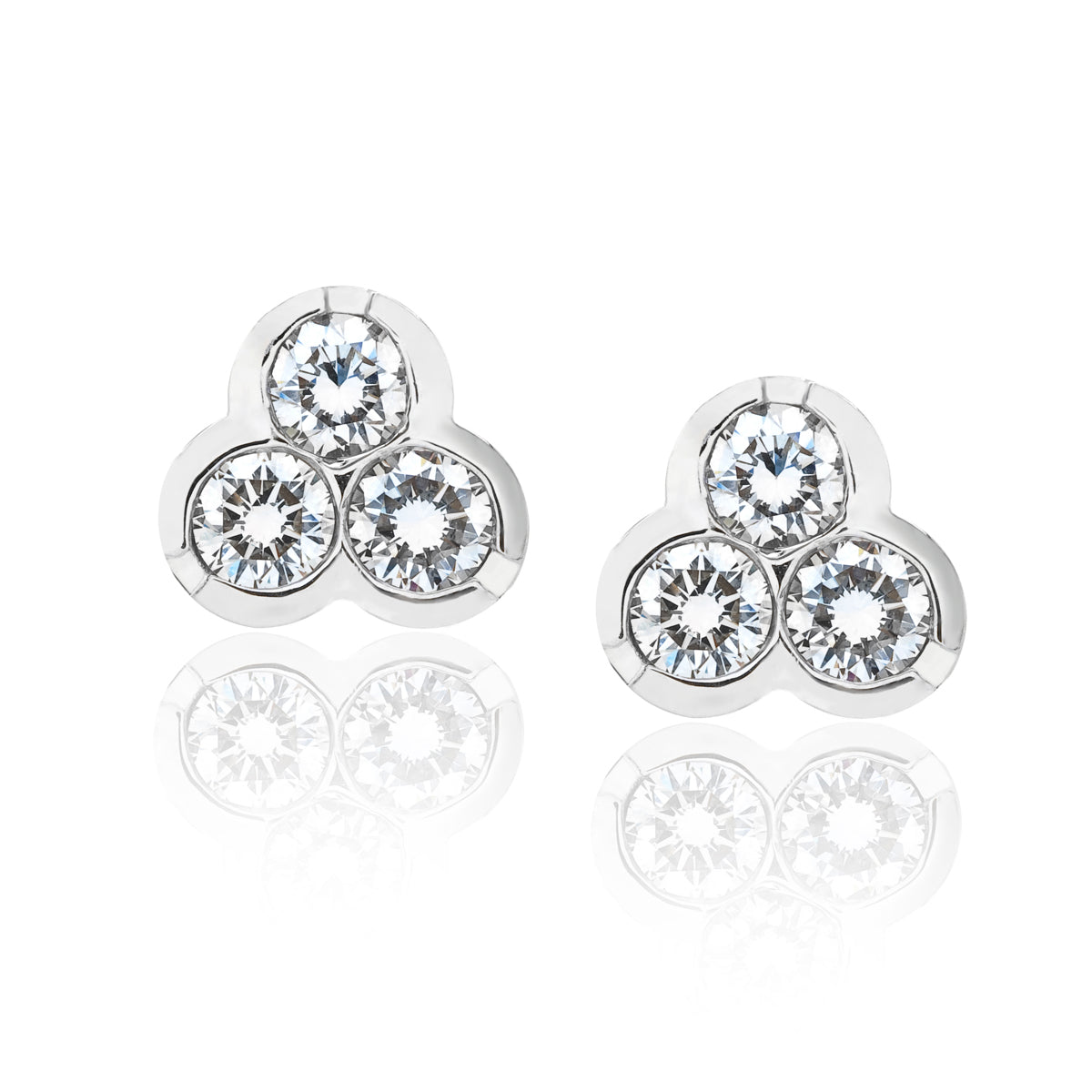 White Gold Diamond Trefoil Earrings