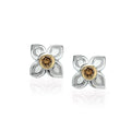 Fancy Cognac Diamond Quatrefoil Earrings