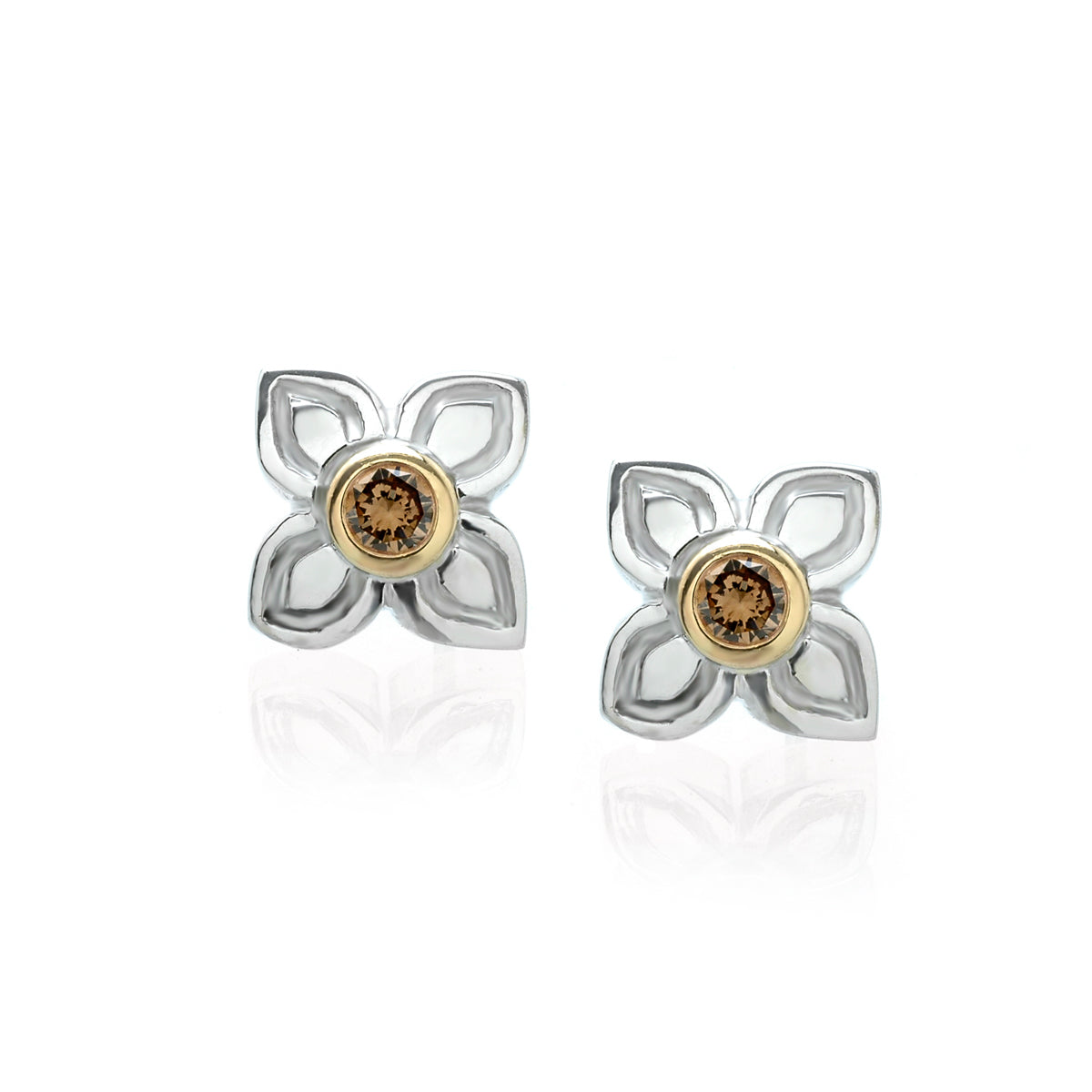 Fancy Cognac Diamond Quatrefoil Earrings