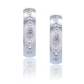 Brushed White Gold Diamond Hoops