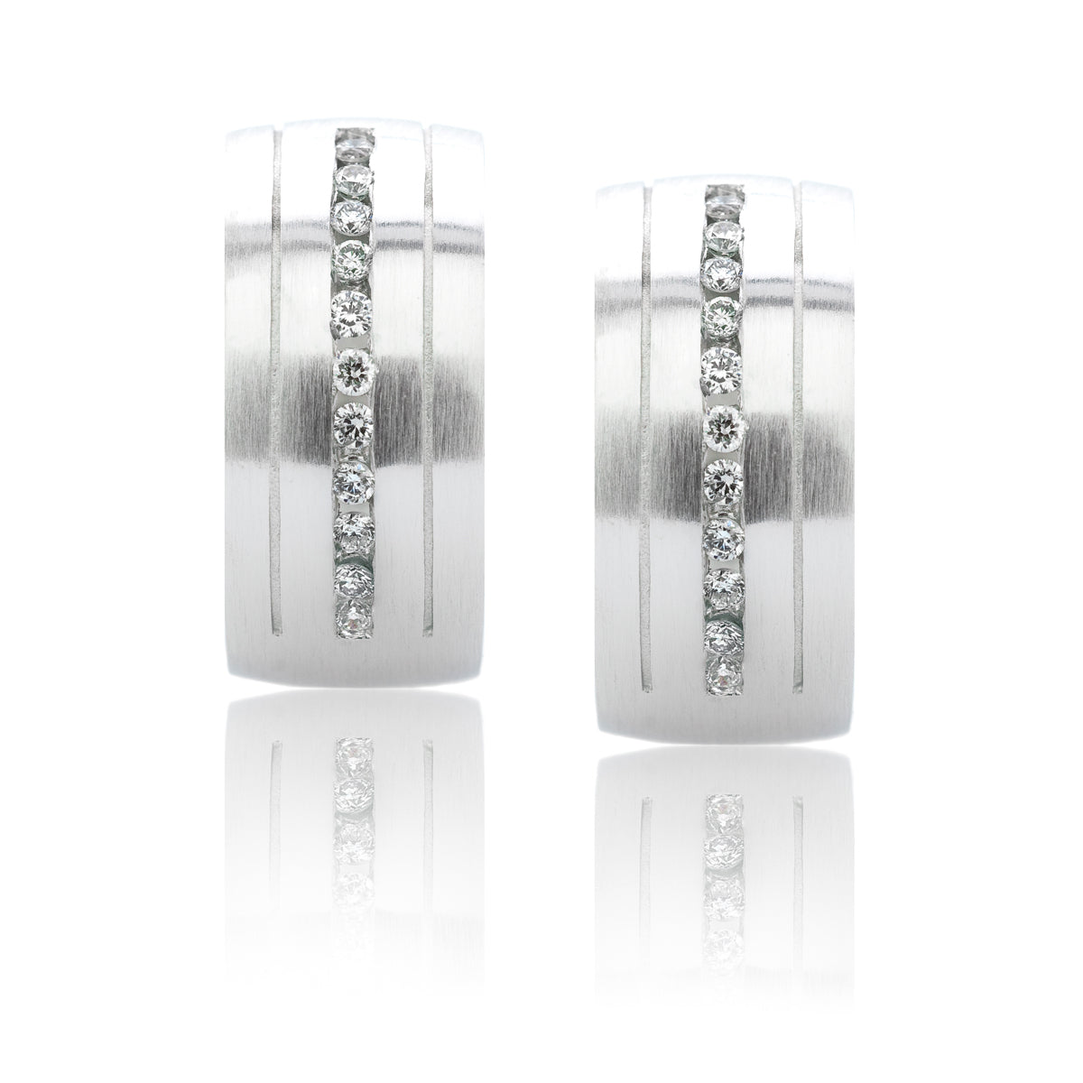 White Gold Channel Set Diamond Hoops