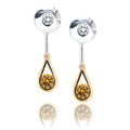 Two Tone Diamond Drop Earrings