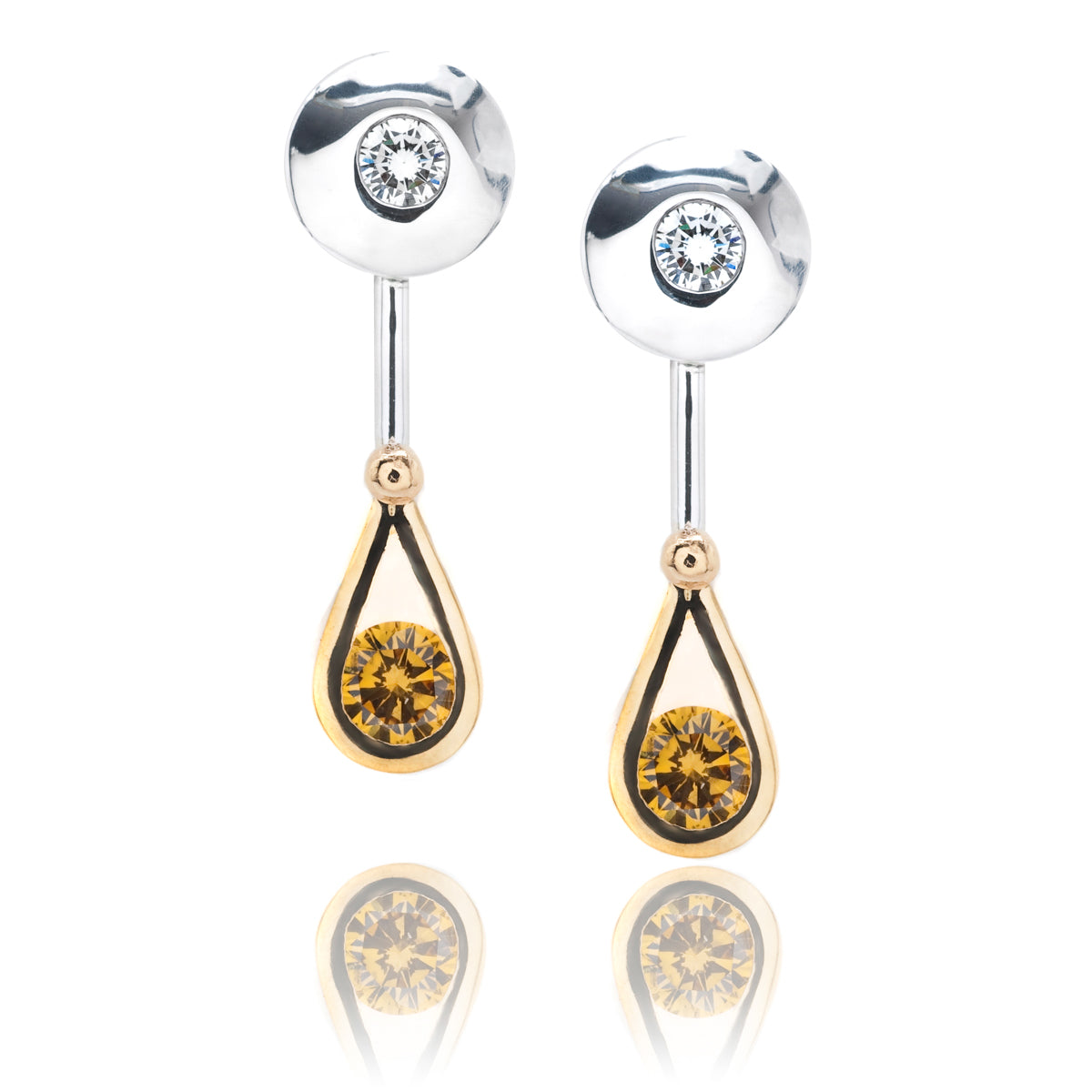 Two Tone Diamond Drop Earrings
