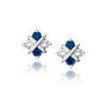 White Gold Sapphire and Diamond Cross Earrings