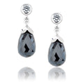 White Gold Black Diamond Briolette Earrings