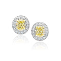 Fancy Yellow Oval Diamond Halo Earrings