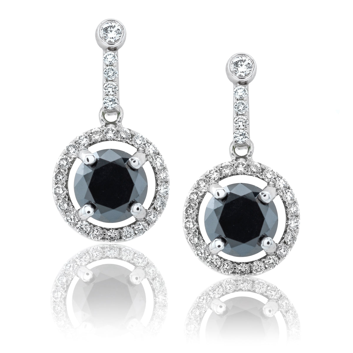 Black Diamond Halo Drop Earrings