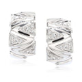 Large White Gold Zig Zag Diamond Hoops