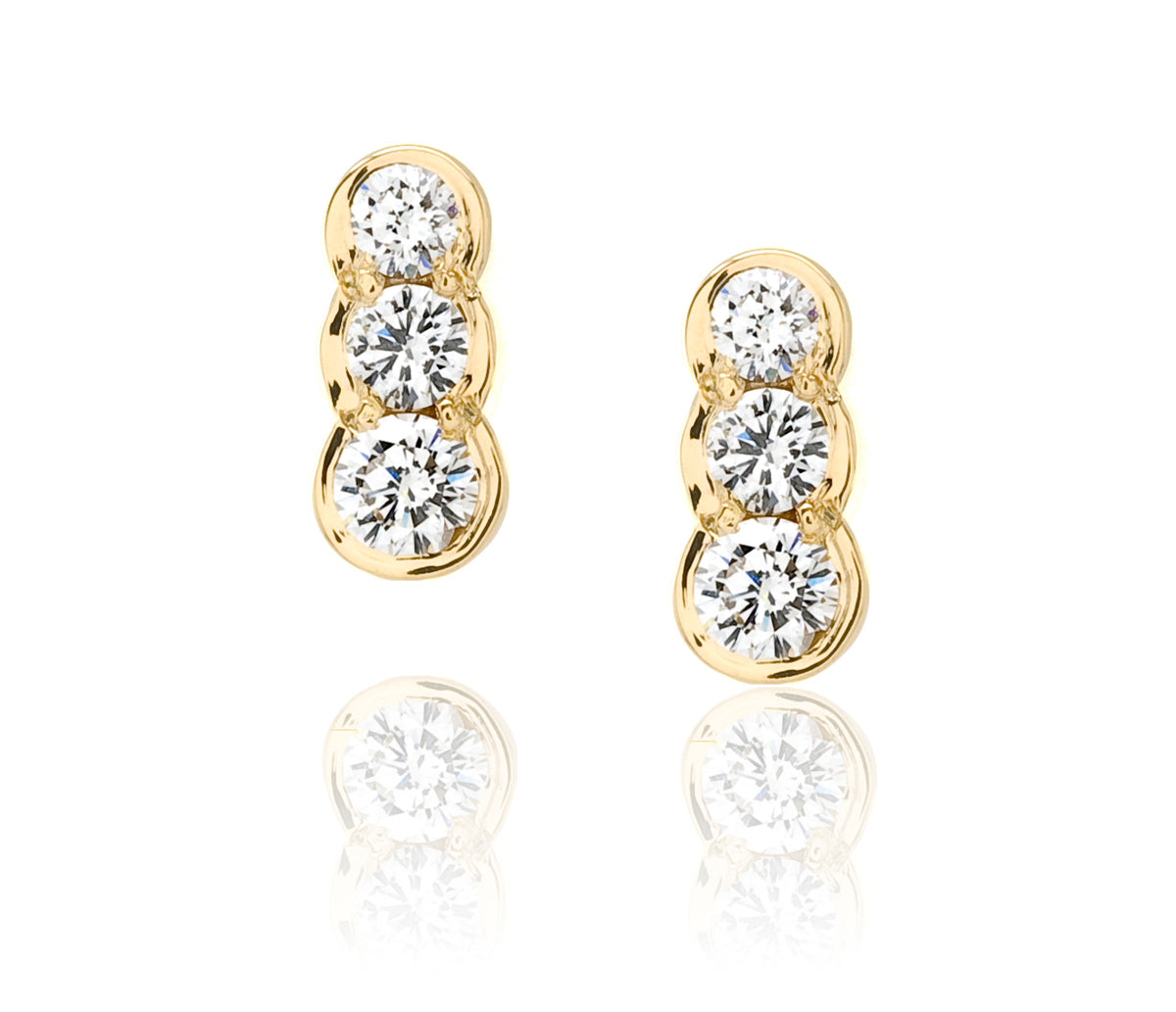 Yellow Gold Bezel Set Diamond Earrings