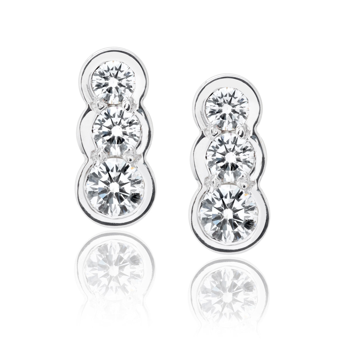 White Gold Bezel Set Diamond Earrings