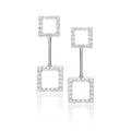 White Gold Square Diamond Dangle Earrings
