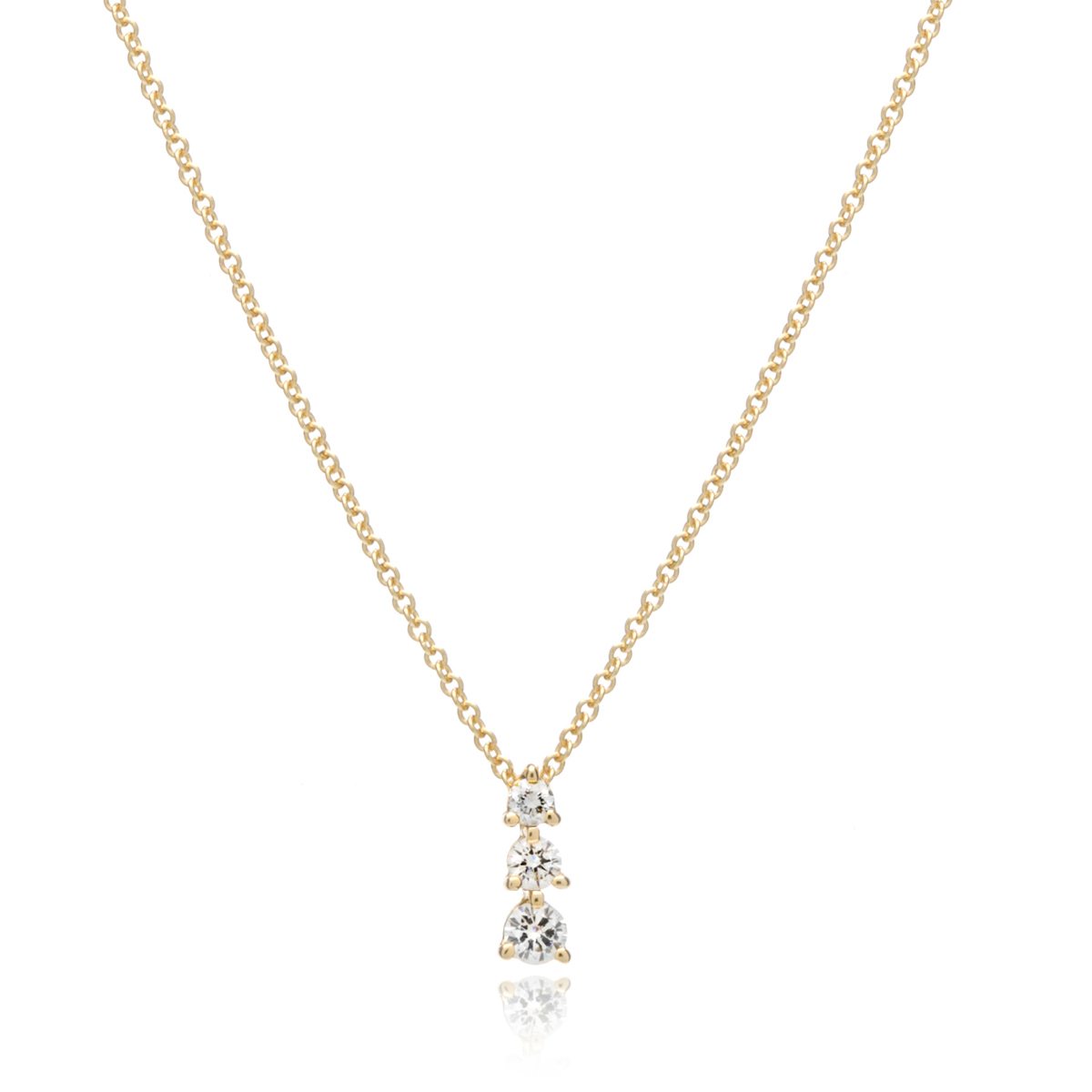 Yellow Gold Three Diamond Pendant