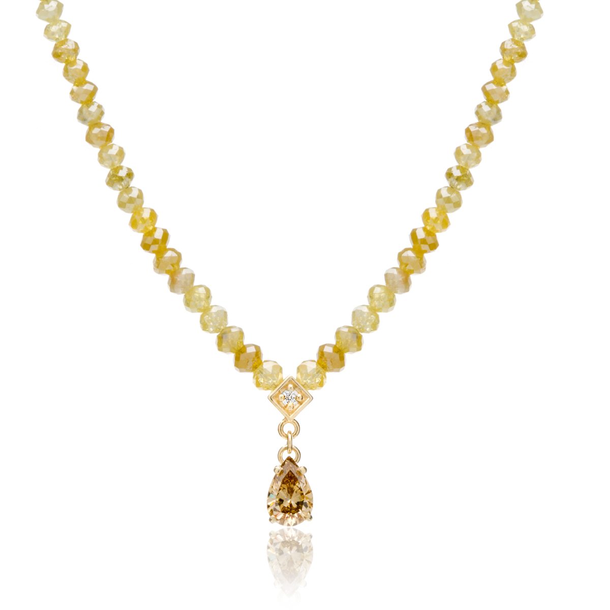 Blonde Diamond Strand with Cognac Diamond Drop