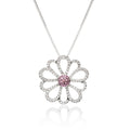 Pink Sapphire and Diamond Flower Pendant