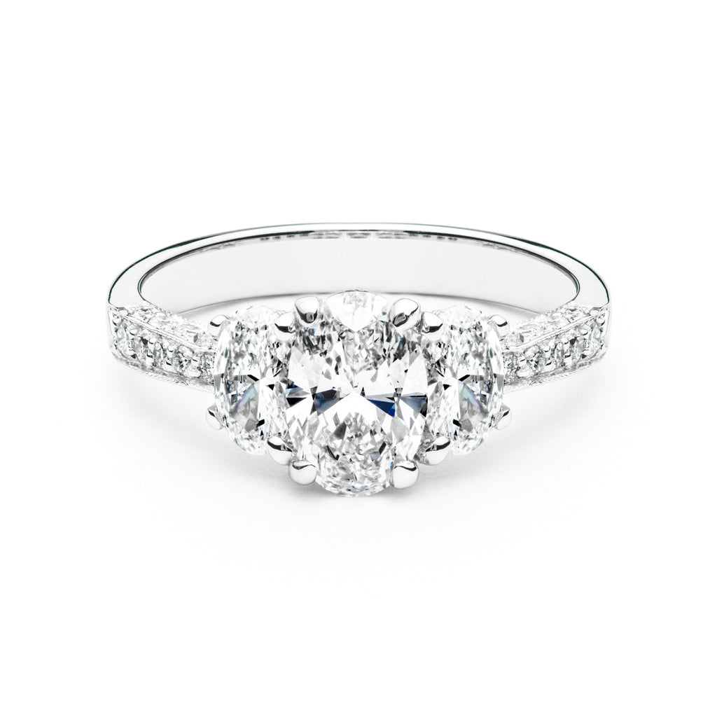 The Caroline Oval Three Diamond Engagement Ring