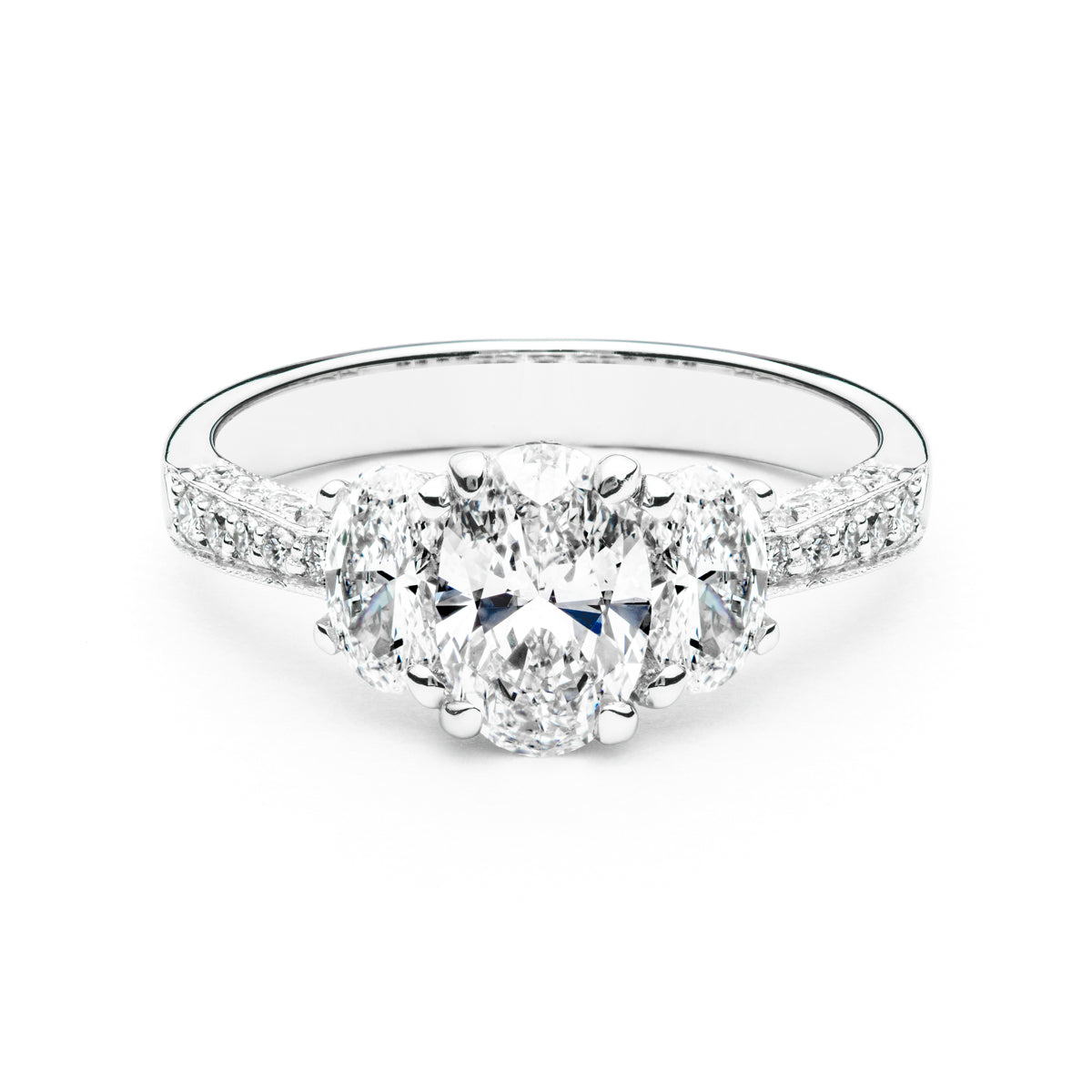 The Caroline Oval Three Diamond Engagement Ring