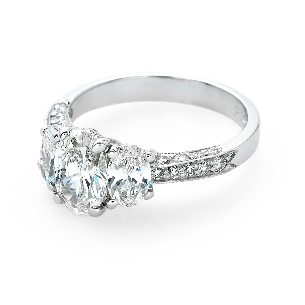 The Caroline Oval Three Diamond Engagement Ring