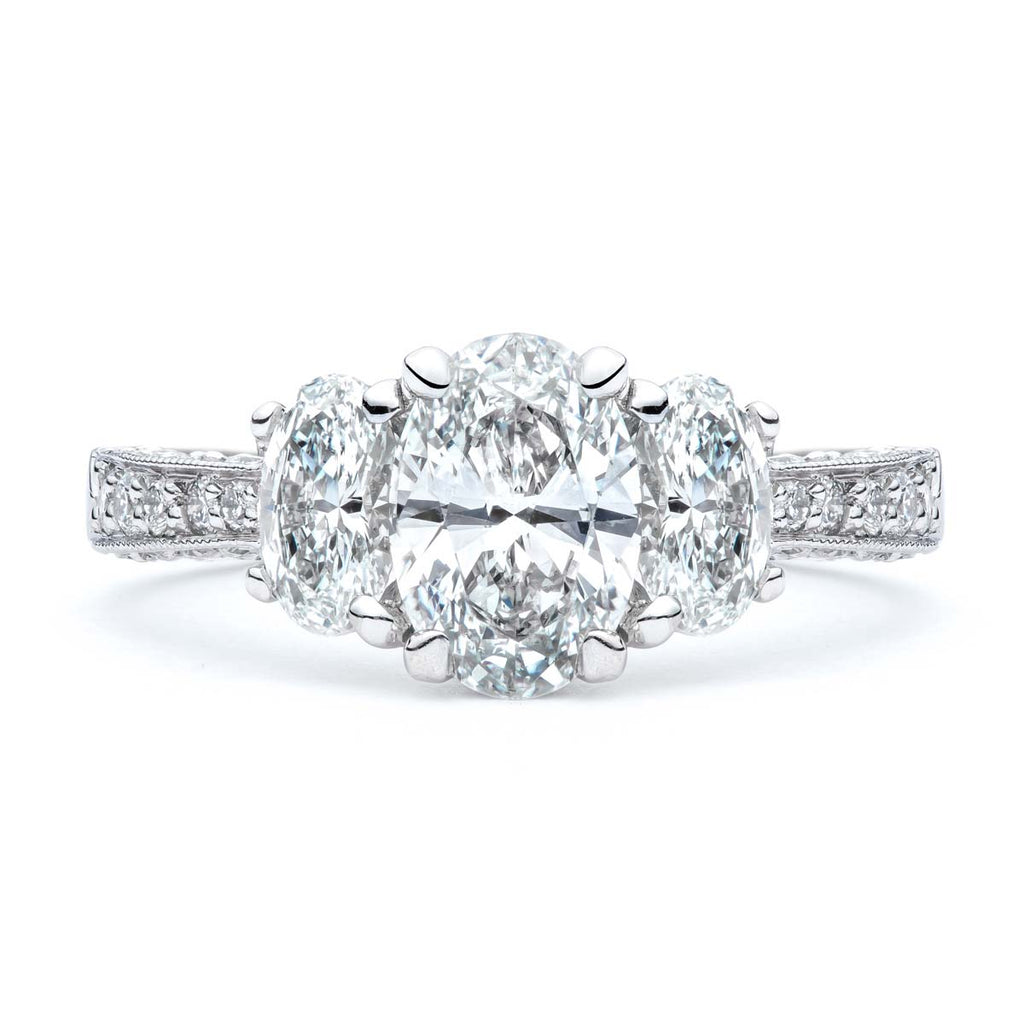The Caroline Oval Three Diamond Engagement Ring