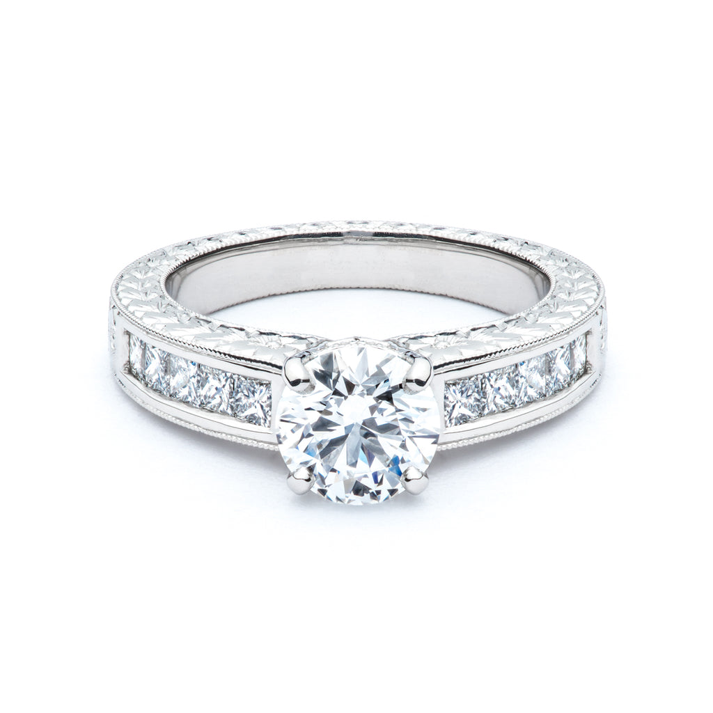 Hand Engraved Engagement Ring