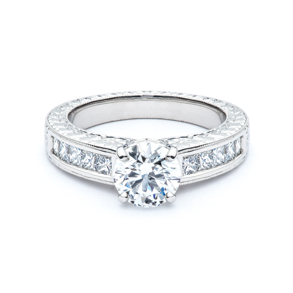 Hand Engraved Engagement Ring