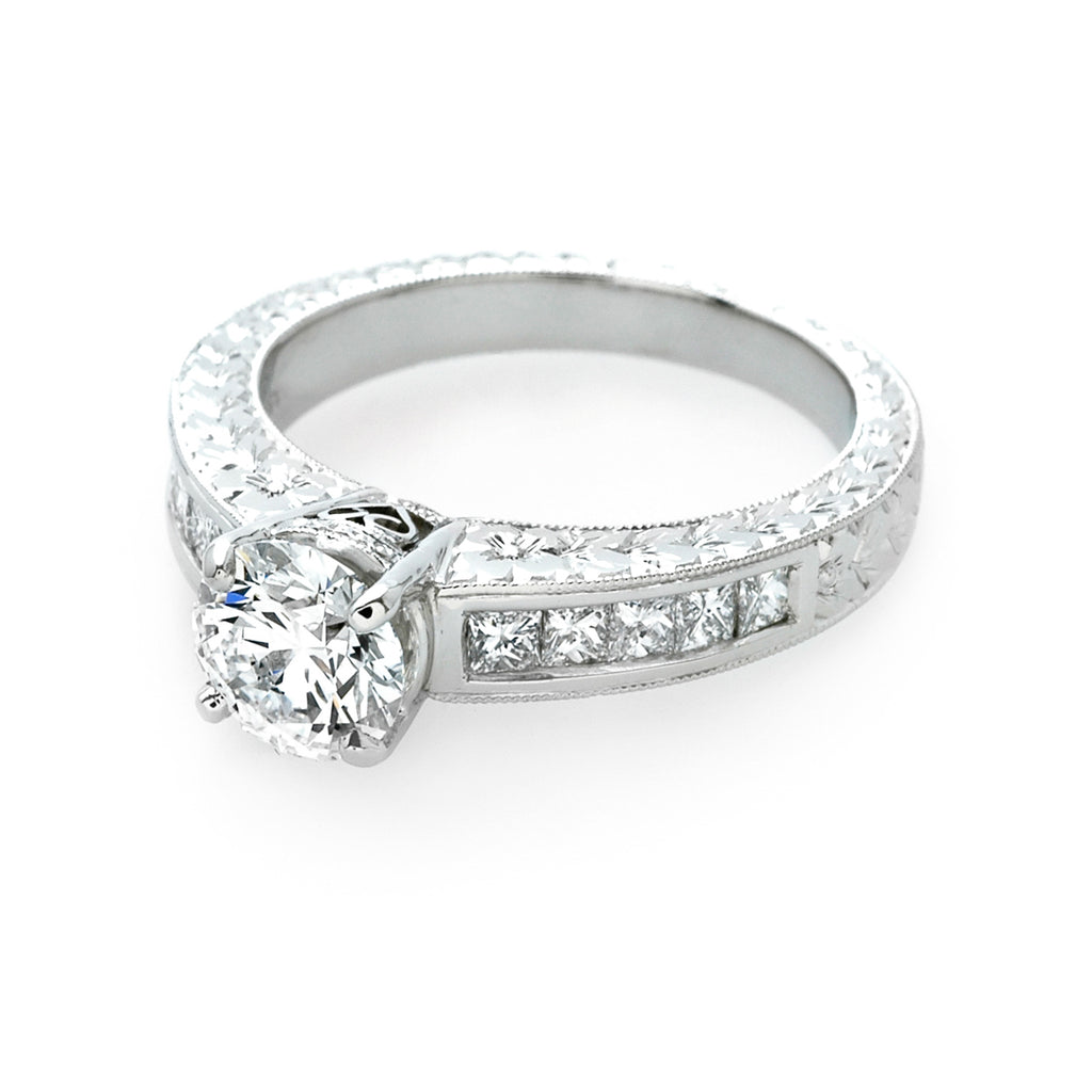 Hand Engraved Engagement Ring