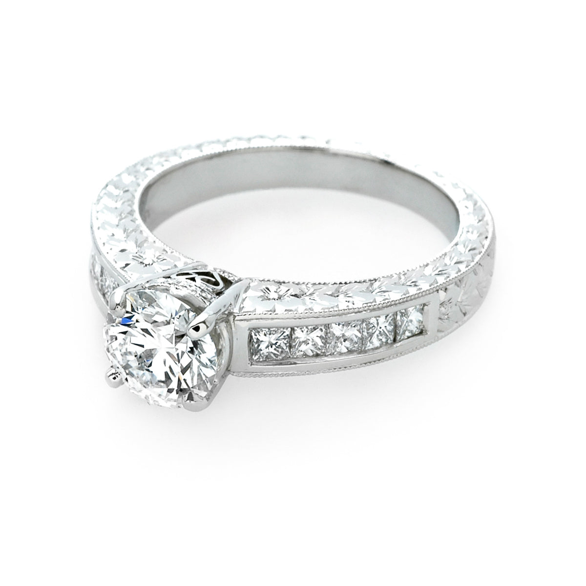 Hand Engraved Engagement Ring