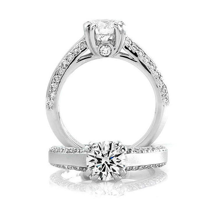 Matte Finished Diamond Engagement Ring