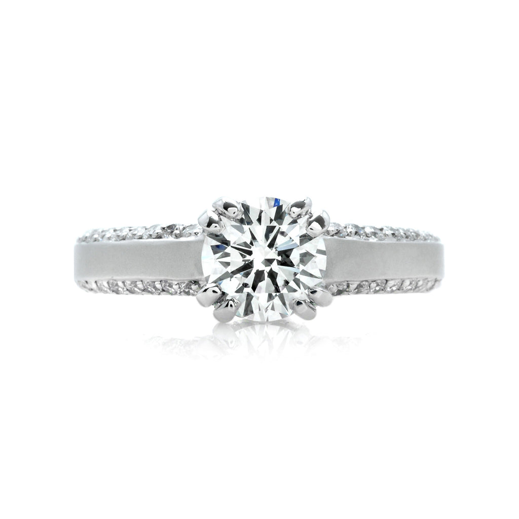 Matte Finished Diamond Engagement Ring