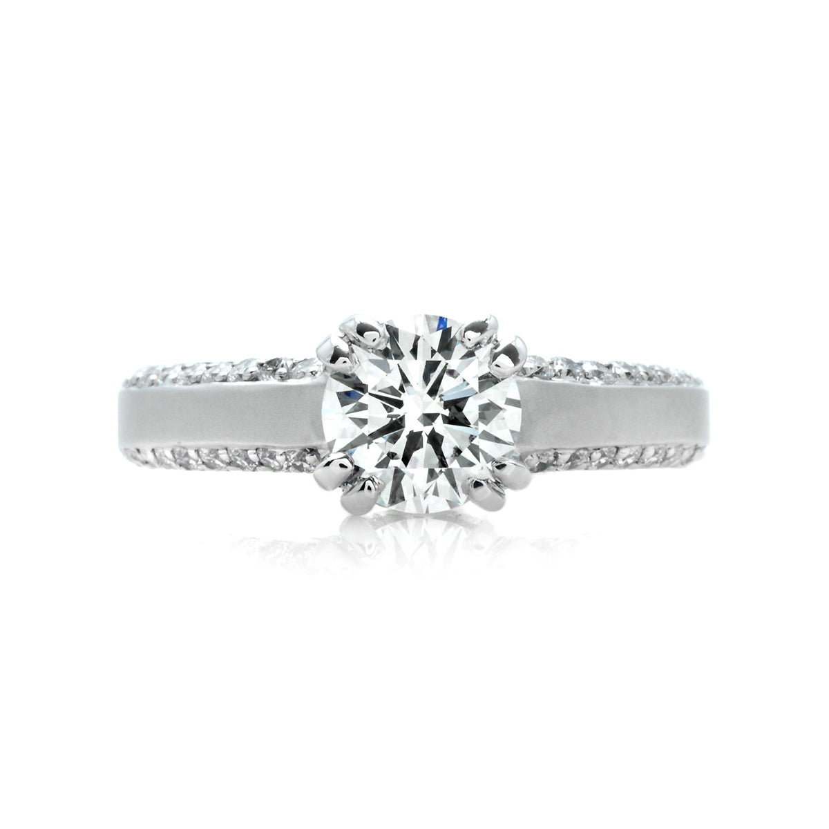 Matte Finished Diamond Engagement Ring