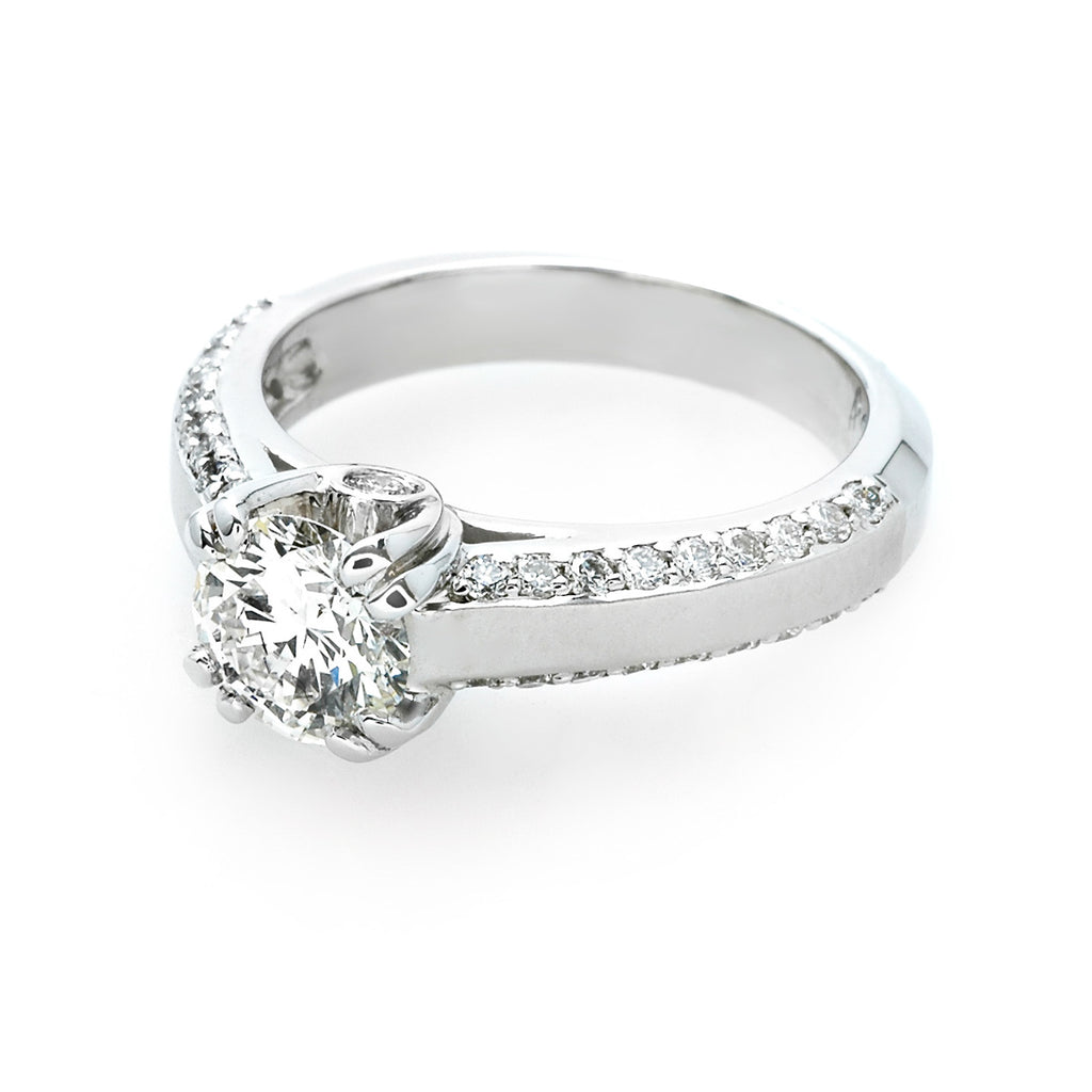 Matte Finished Diamond Engagement Ring