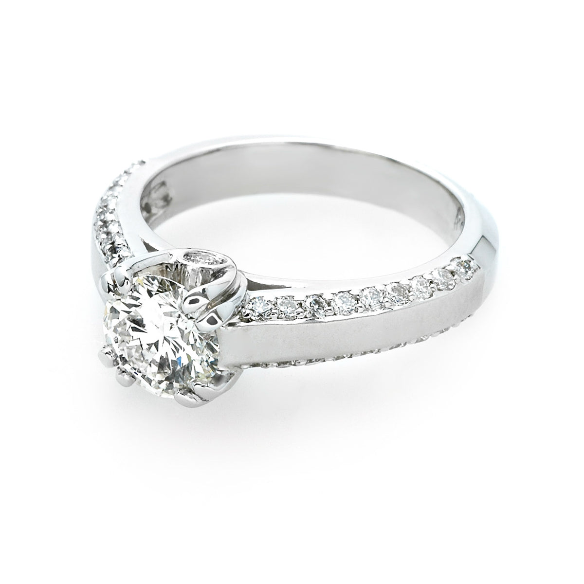 Matte Finished Diamond Engagement Ring