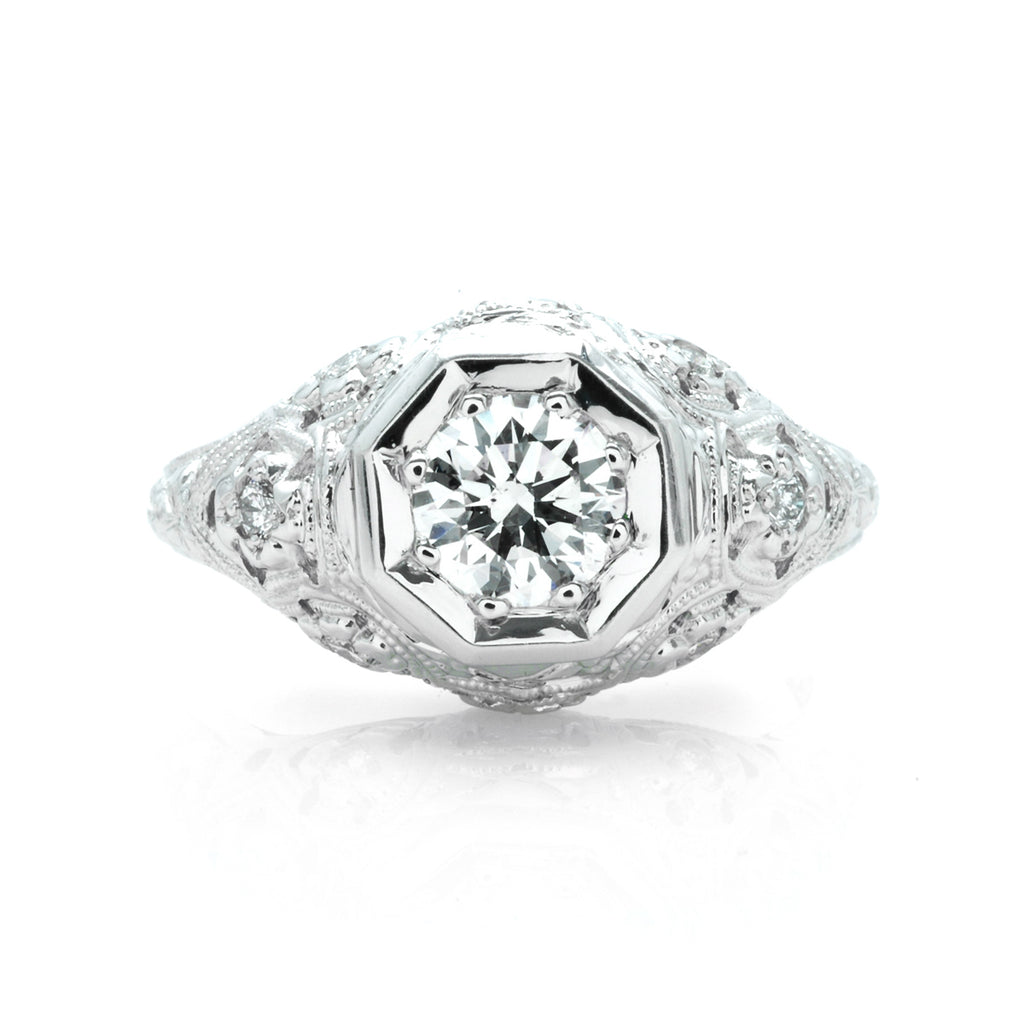 Filigree Diamond Engagement Ring