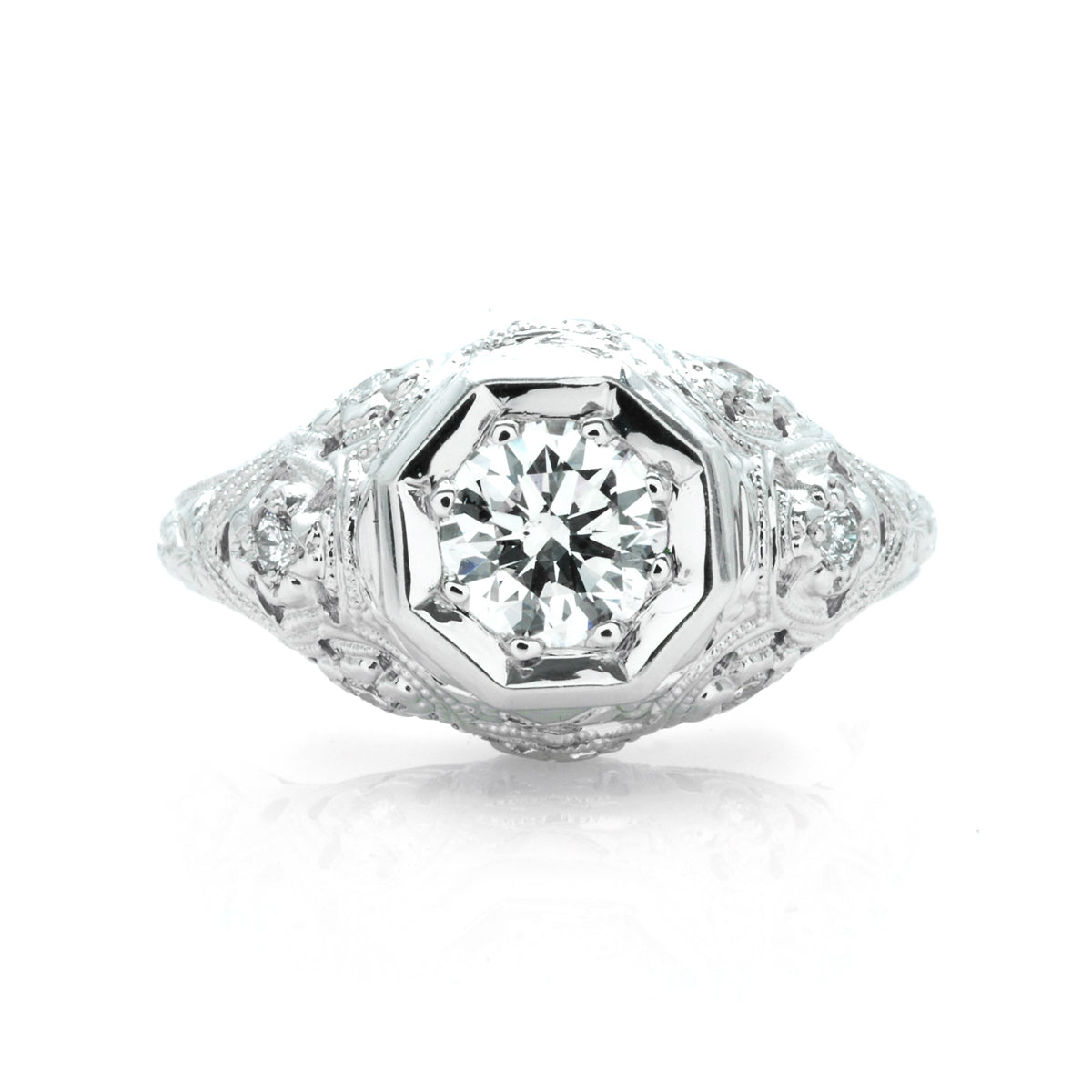 Filigree Diamond Engagement Ring