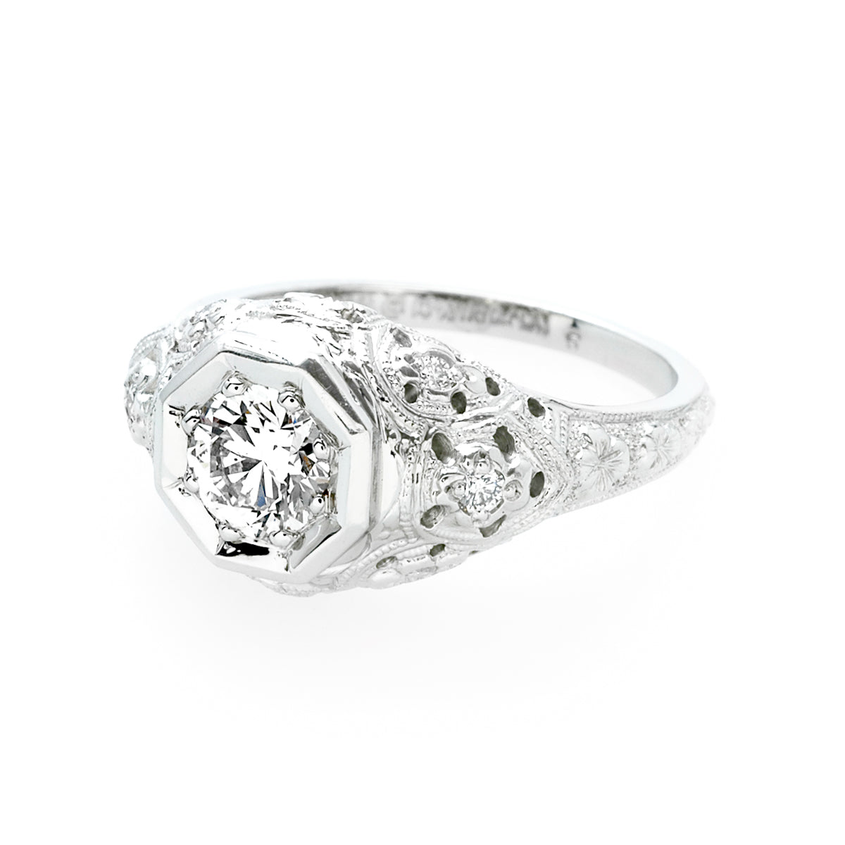Filigree Diamond Engagement Ring