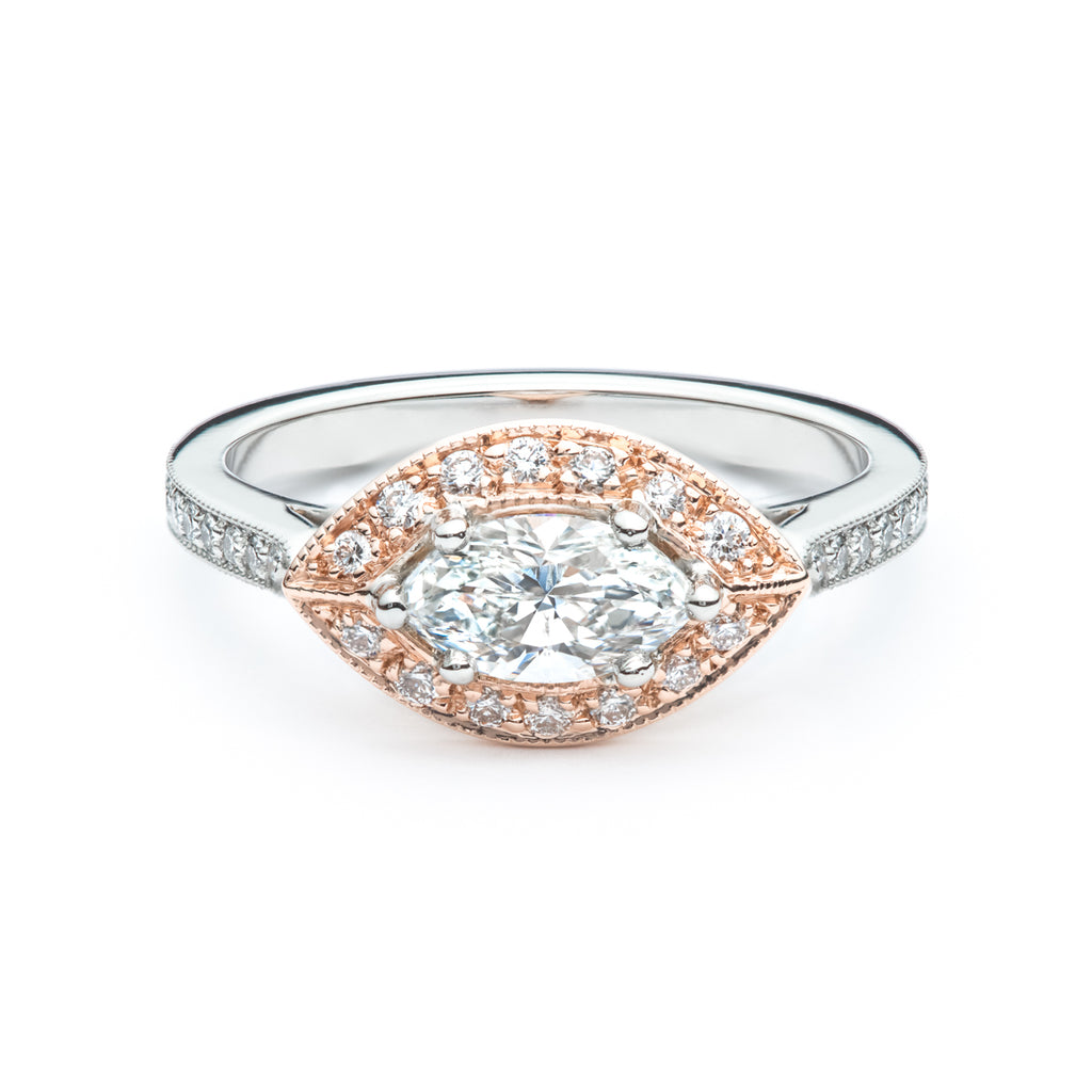The Sophia Marquise Rose Gold Diamond Halo Engagement Ring