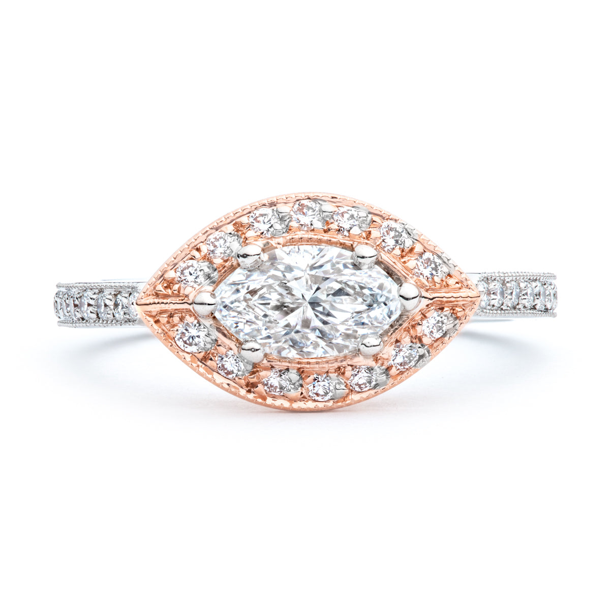 The Sophia Marquise Rose Gold Diamond Halo Engagement Ring