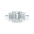 Emerald Cut and Trapezoid Three Stone Engagement Ring