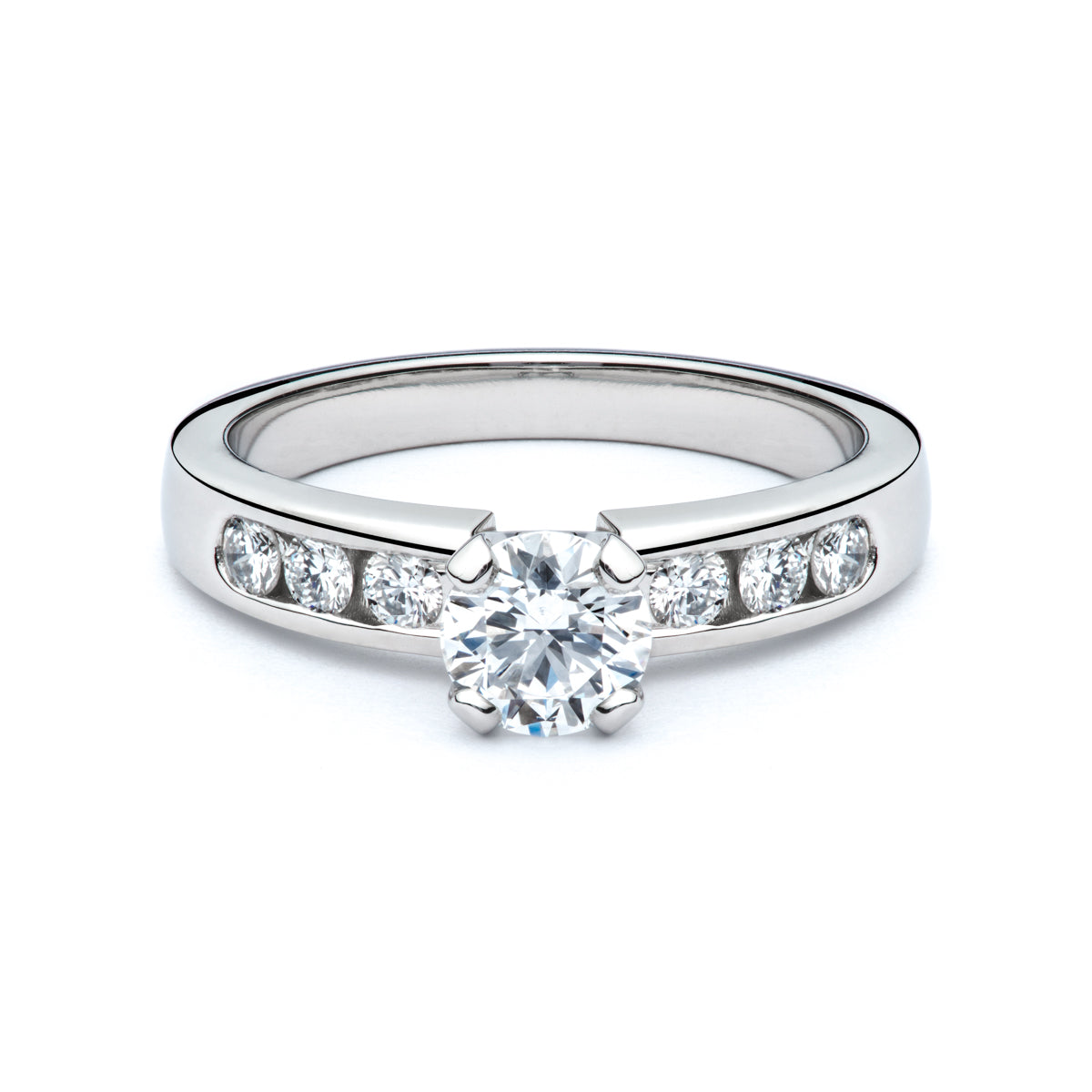 Channel Set Round Brilliant Diamond Engagement Ring