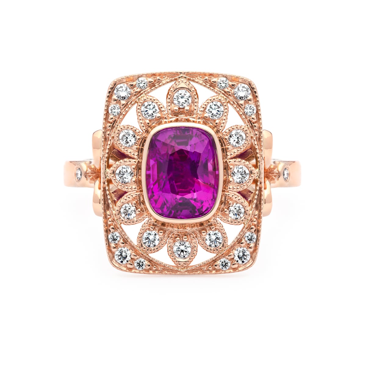 Rose Gold Pink Sapphire Ring