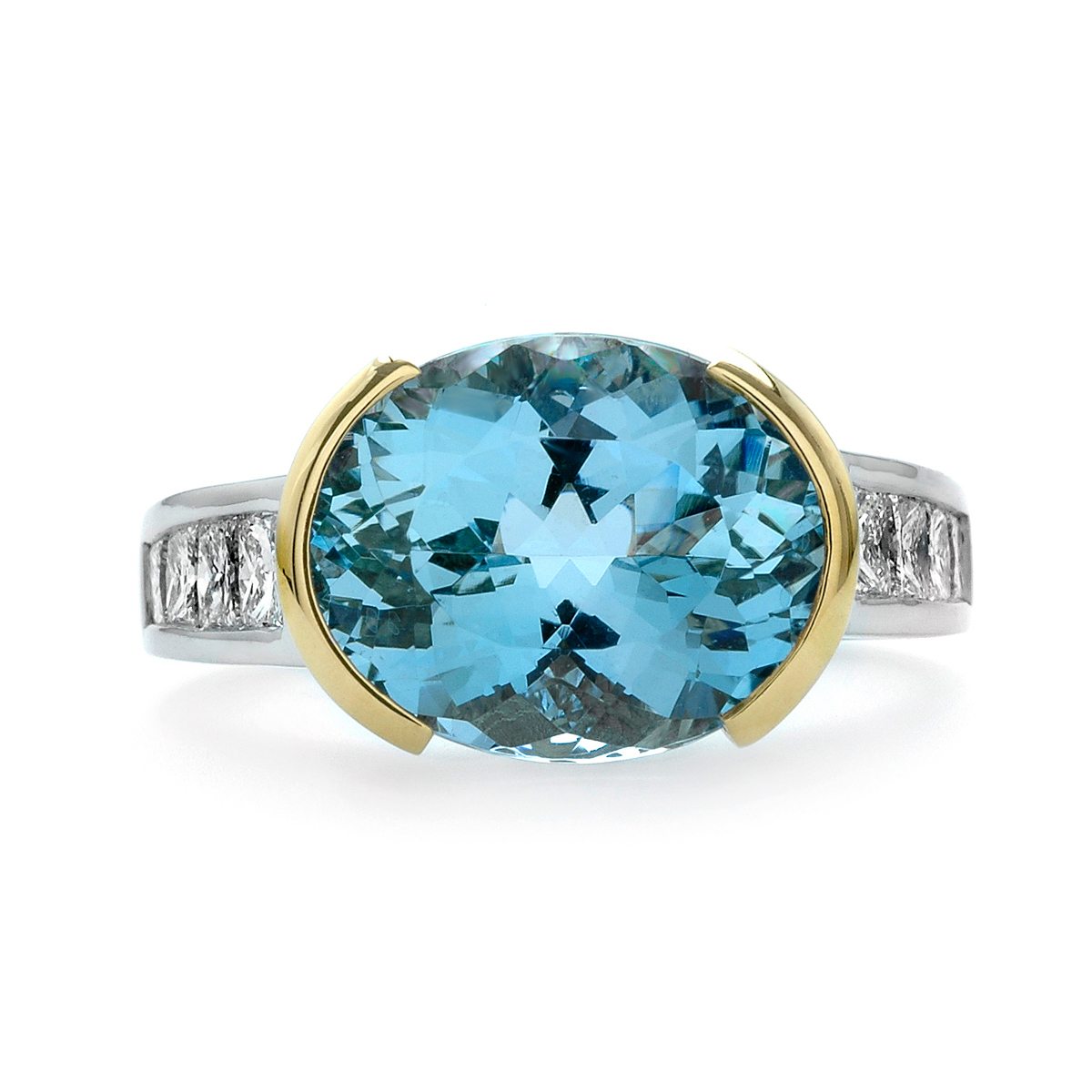 Oval Aquamarine and Diamond Ring