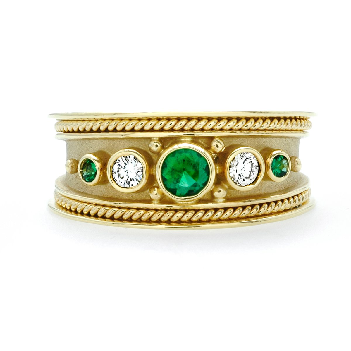 Emerald and Diamond Etruscan Band