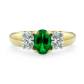 Emerald and Diamond Oval Three Stone Ring