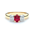 Oval Three Stone Ruby and Diamond Ring