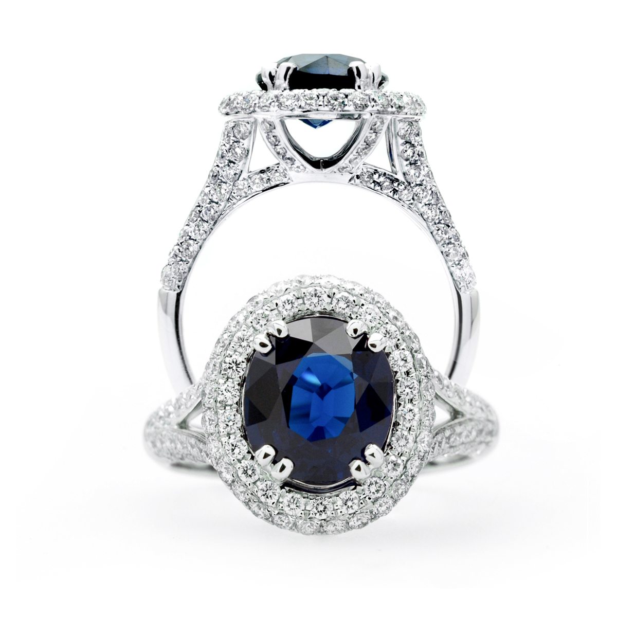 Sapphire and Pavé Diamond Ring