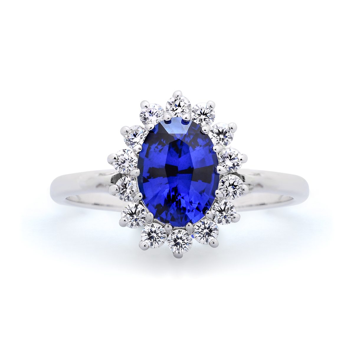 Sapphire and Diamond Halo Ring