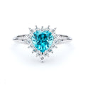 Heart Shaped Blue Zircon and Diamond Ring